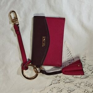 TUMI Fuchsia Card Holder with Keychain and Tassel